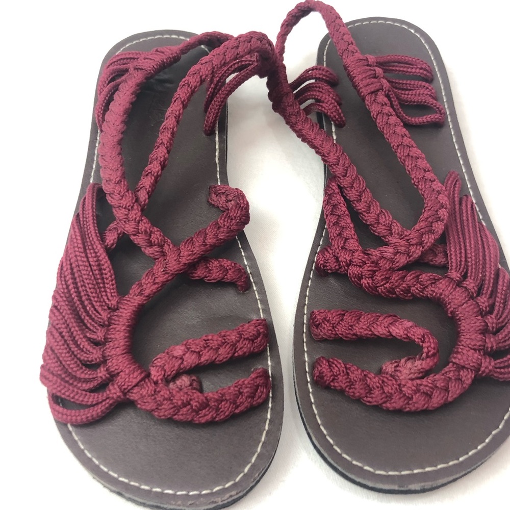 Everelax rope hand braided flat sandals woven 8